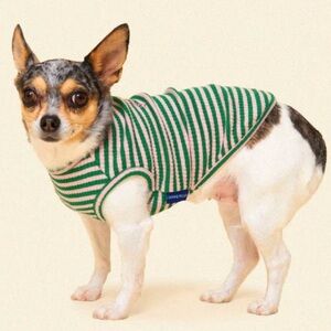 LITTLE BEAST 'Two Peas’ Sleeveless Dog Shirt Pink Green Ribbed Size XL